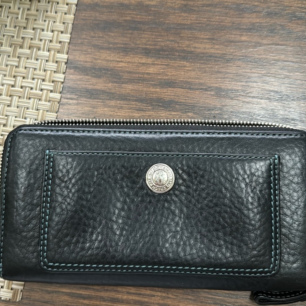 Coach all leather zippered wallet